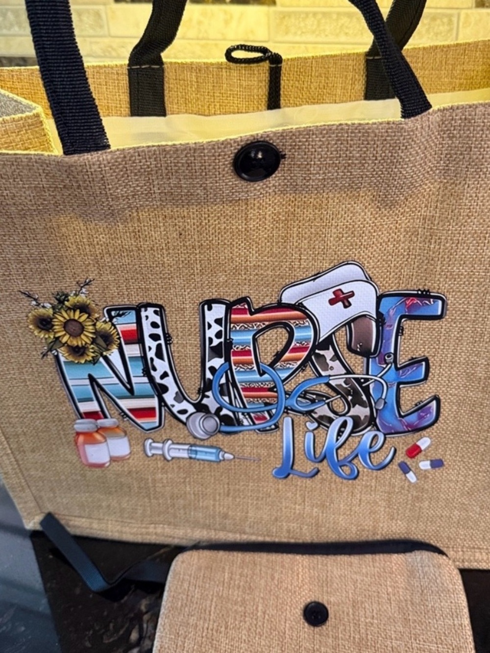 Nurse Graphic Tote Bag with Small Accessory Bag